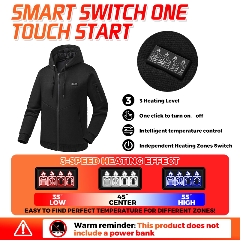 26 Zones Heated Hoodie Electri - Outdoor Sport Hoodie recension och pris