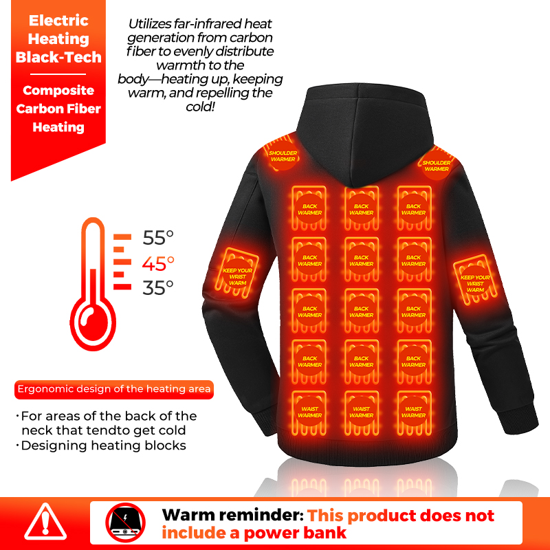 26 Zones Heated Hoodie Electri - Outdoor Sport Hoodie recension och pris