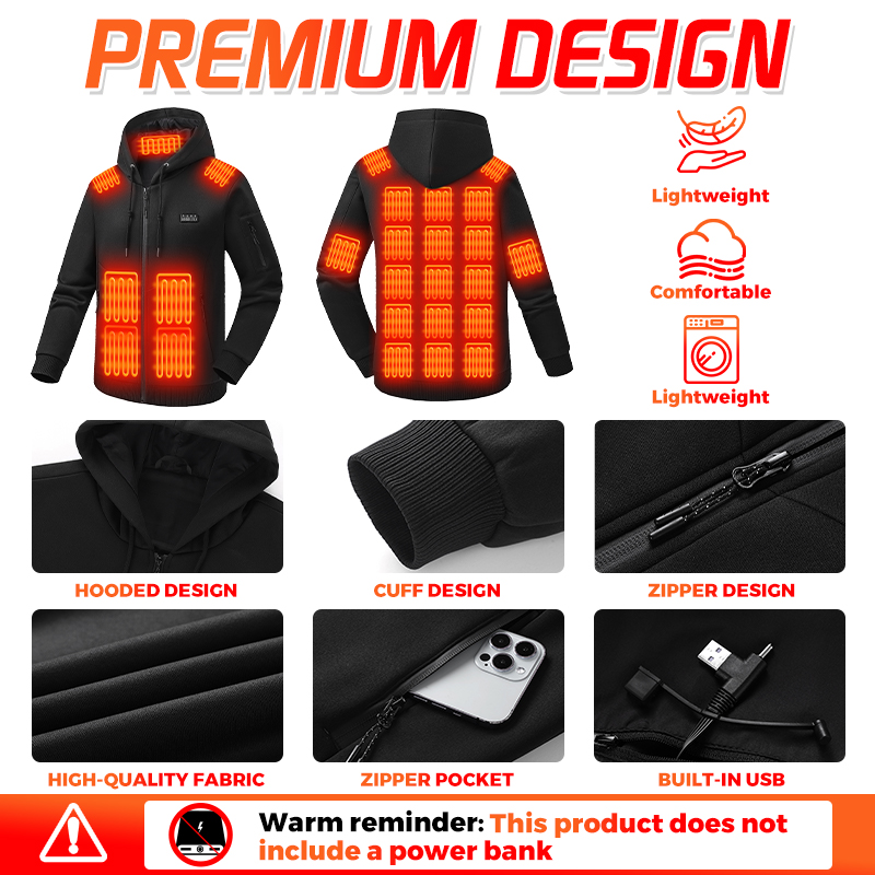 26 Zones Heated Hoodie Electri - Outdoor Sport Hoodie recension och pris